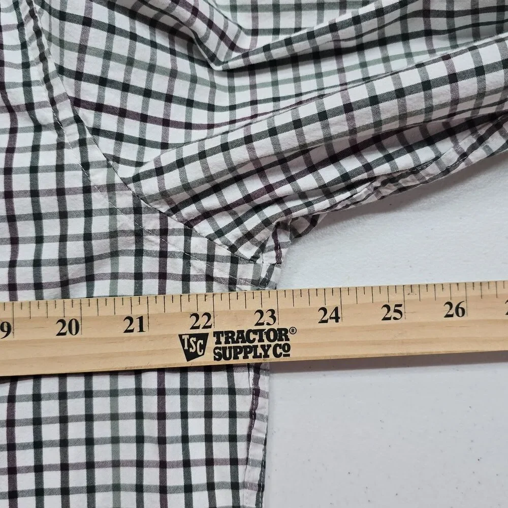J. Crew Button Down Shirt Slim Fit Mens XL Beige Green Red Check Plaid Cotton